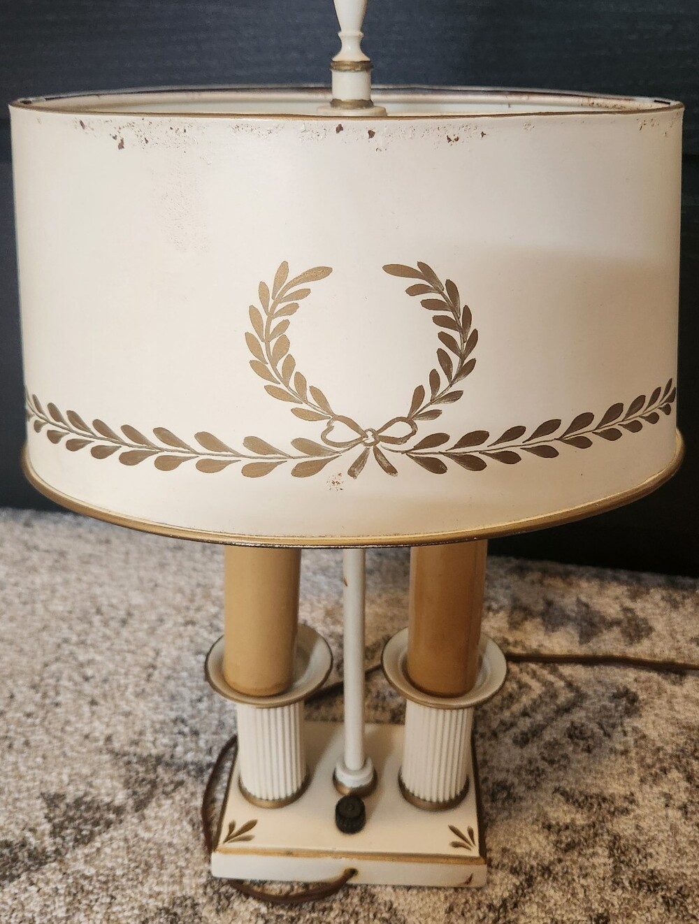 Vintage Cream And Gold Bouillotte Lamp - Picture 9 of 15